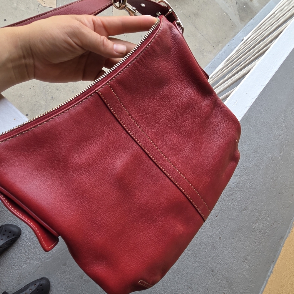 Coach Burgundy Leather Shoulder Bag - Picture 5 of 6